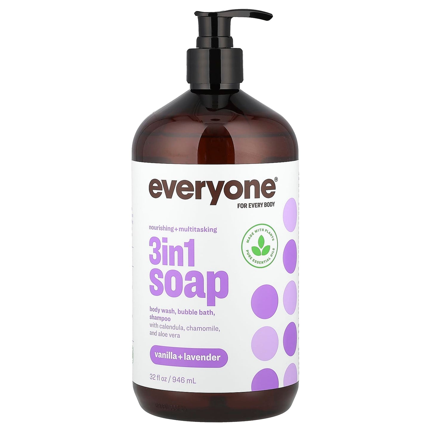 Vanilla Lavender 3-in-1 Soap, Body Wash, Bubble Bath, Shampoo for All Skin Types, 32 fl oz - Image 1