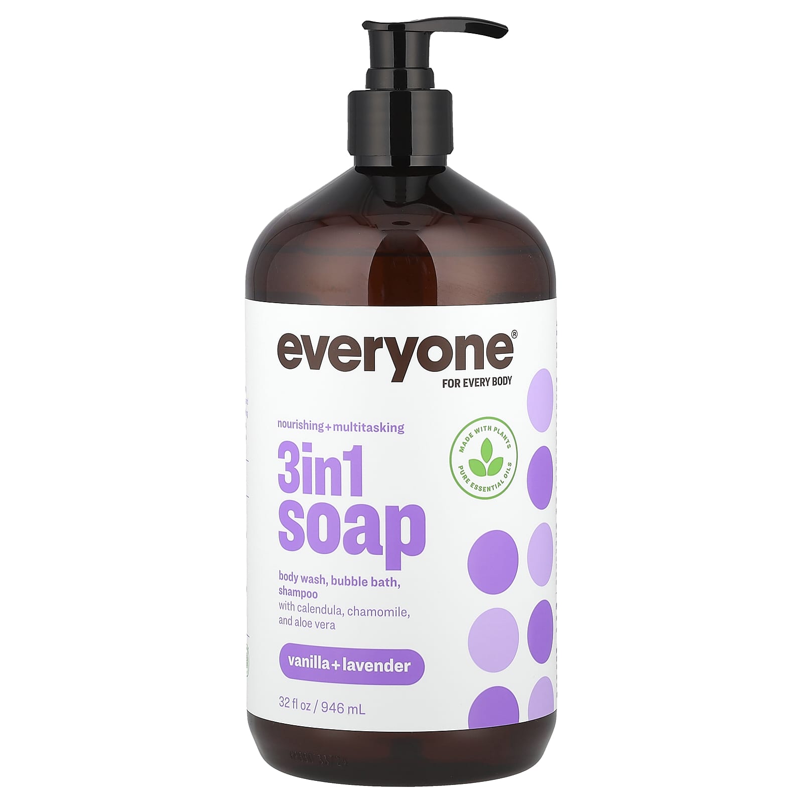 Vanilla Lavender 3-in-1 Soap, Body Wash, Bubble Bath, Shampoo for All Skin Types, 32 fl oz - Image 1
