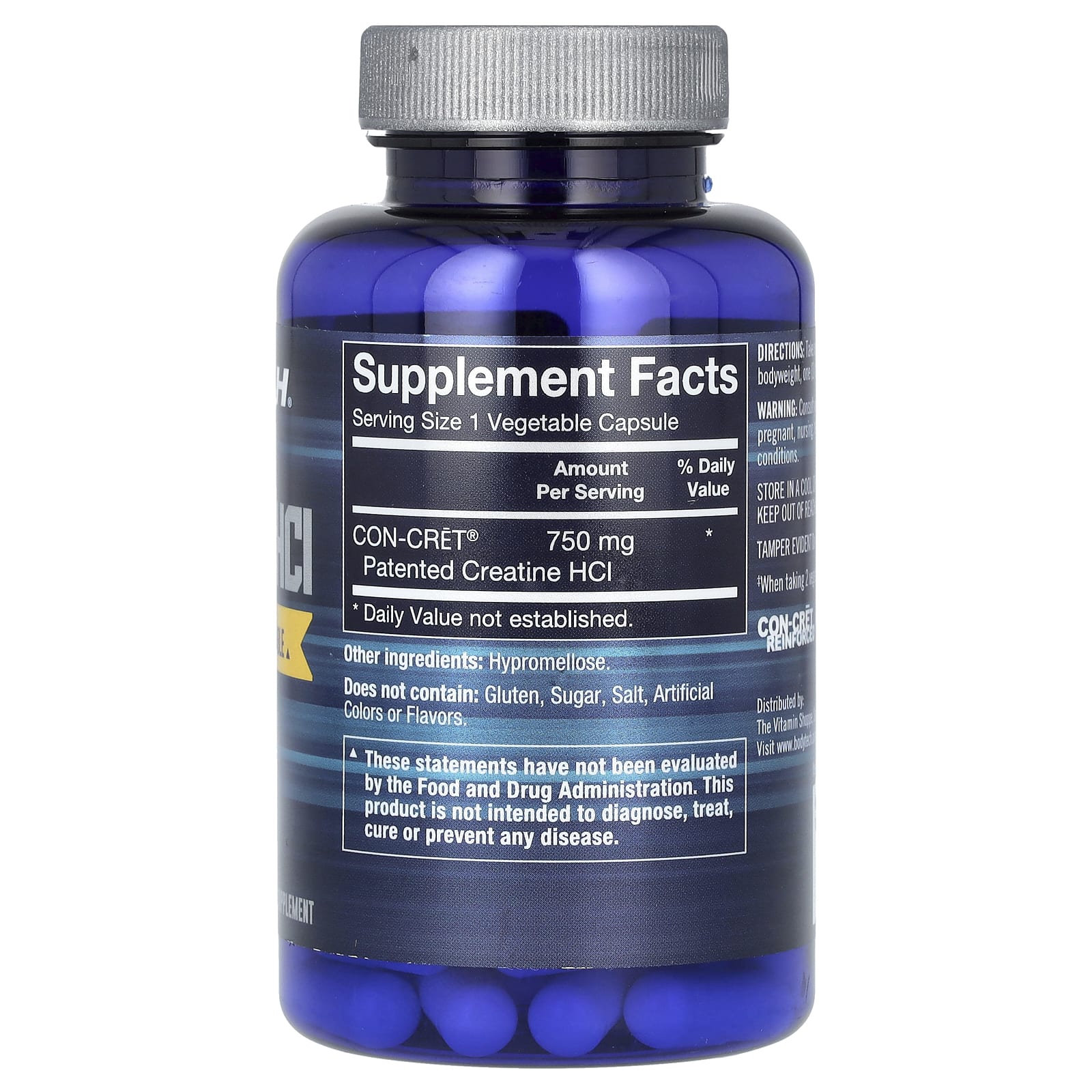 BodyTech, Creatine HCl, 750 mg, 60 Vegetable Capsules