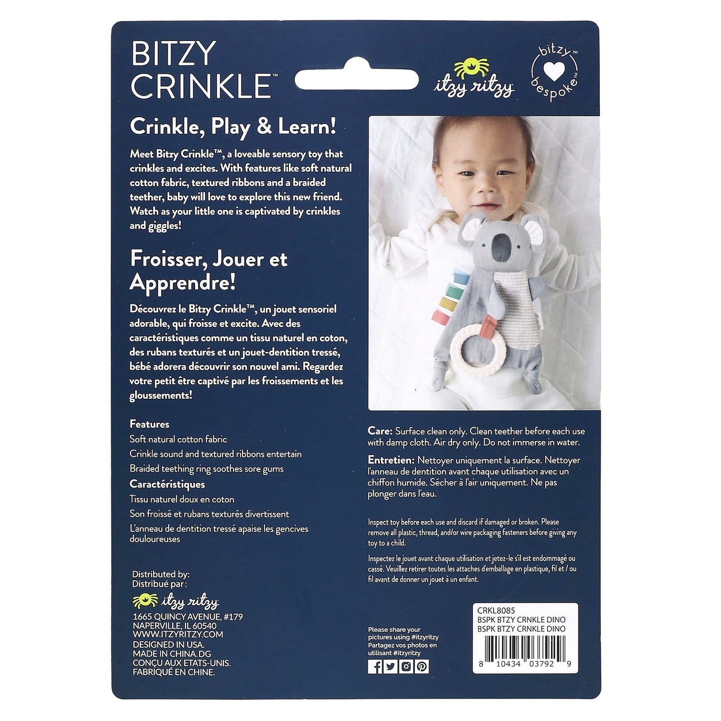 Dino Sensory Crinkle Toy for 0 Months+, Teether & Crinkle Sound - Image 2