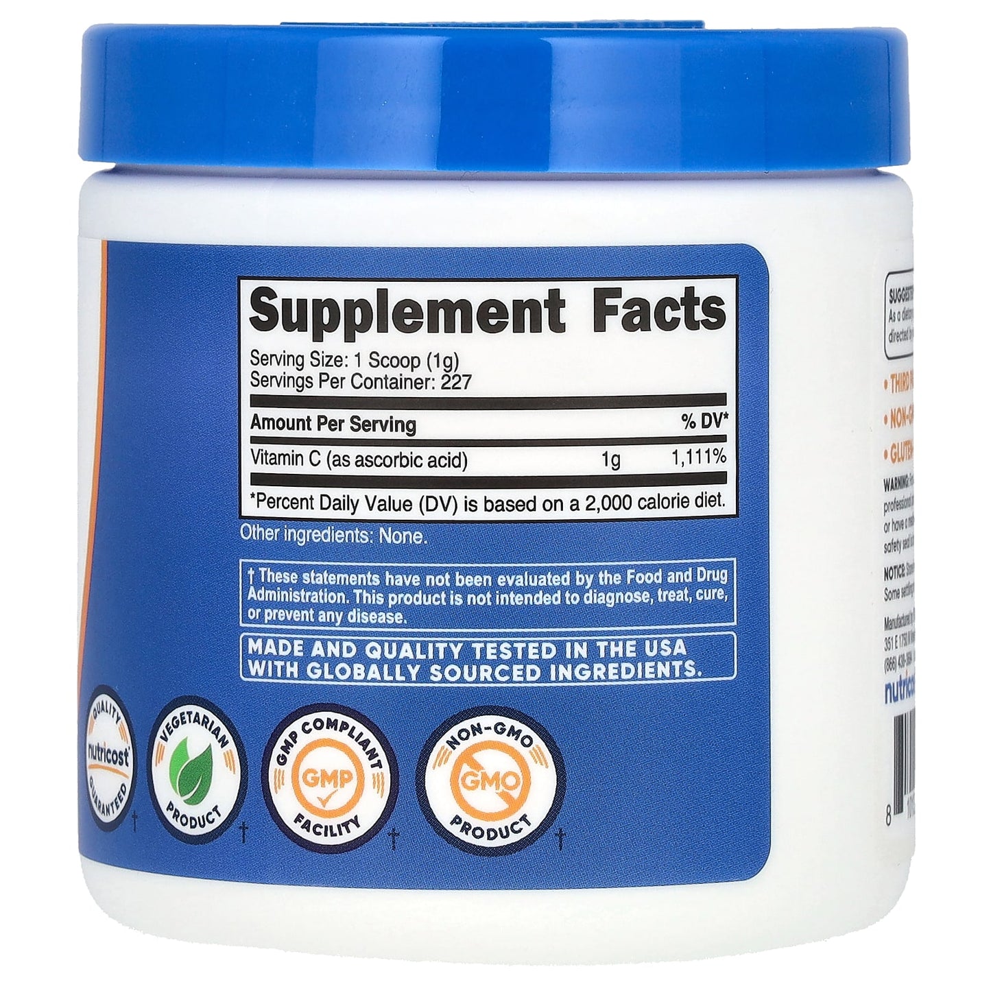 Nutricost, Vitamin C, Unflavored, 8.1 oz (227 g) - Image 2