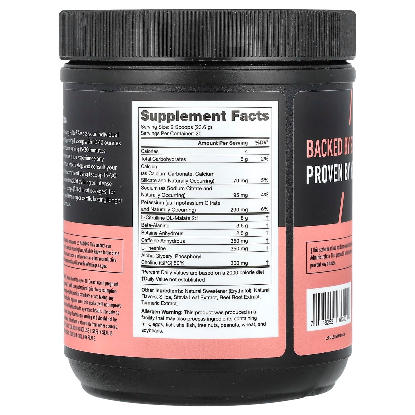 Legion Athletics, Pulse, Pre-Workout Drink, Watermelon, 1.04 lbs (472 g) - Image 2
