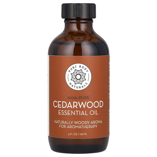 Pure Body Naturals, 100% Pure Essential Oil, Cedarwood, 4 fl oz (118 ml) - Image 1