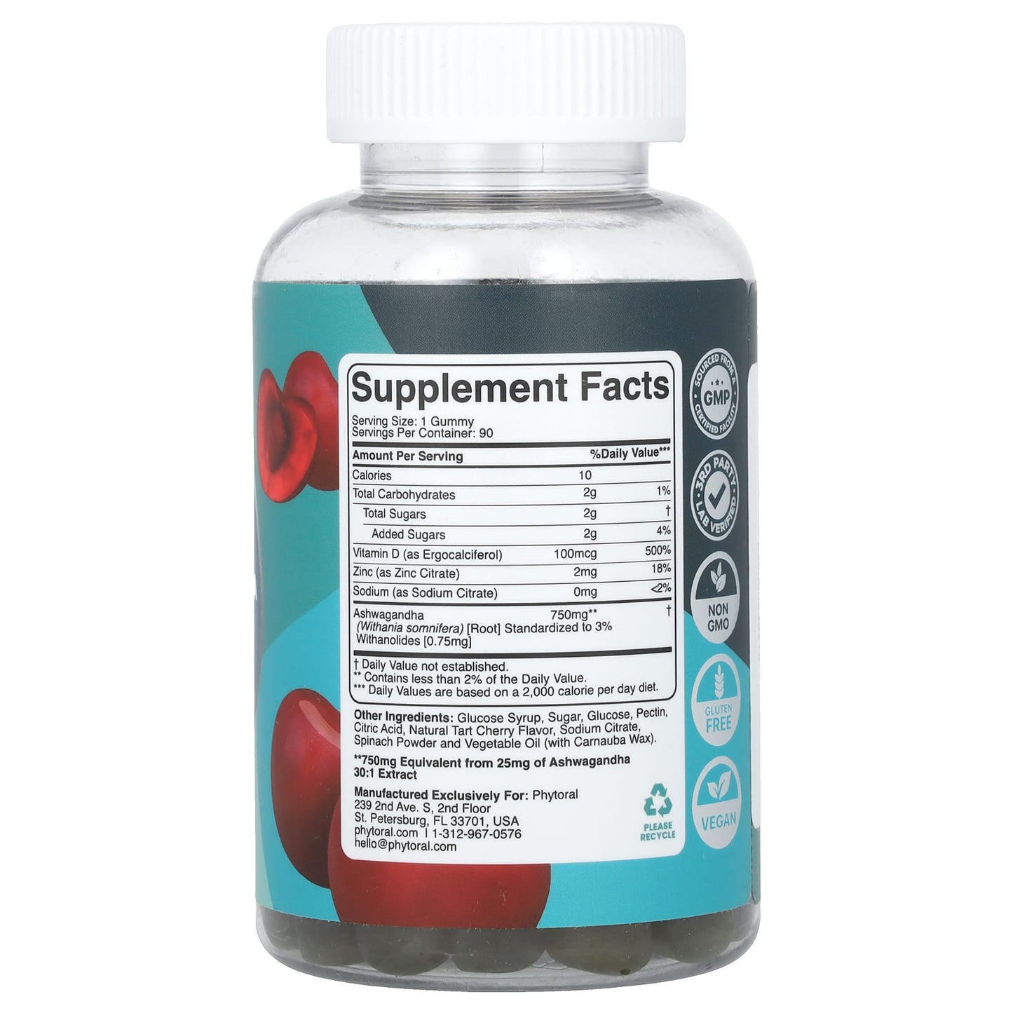 Phytoral, Ashwagandha Complex Gummies, Tart Cherry, 90 Gummies - Image 2