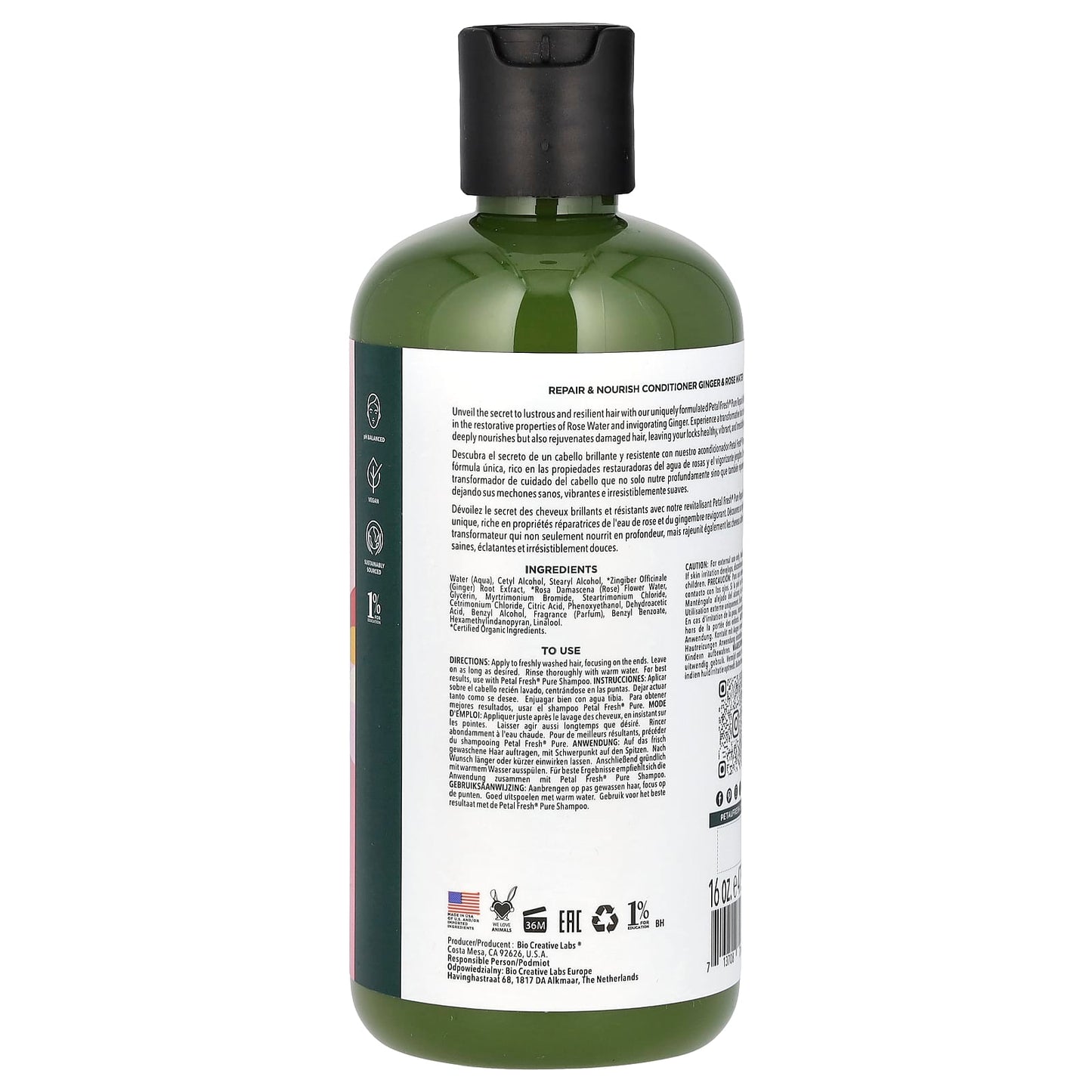 Petal Fresh, Pure, Repair & Nourish Conditioner, Ginger & Rose Water, 16 fl oz (475 ml) - Image 2