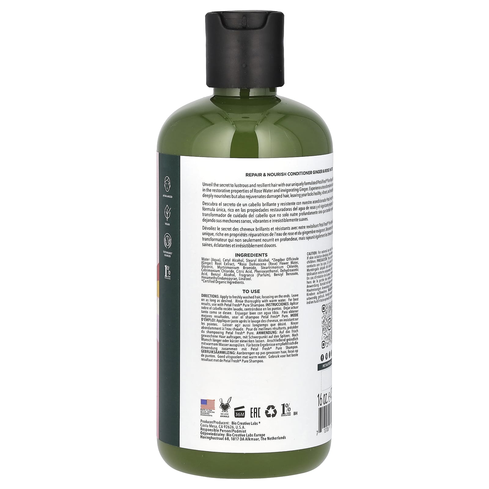 Petal Fresh, Pure, Repair & Nourish Conditioner, Ginger & Rose Water, 16 fl oz (475 ml) - Image 2