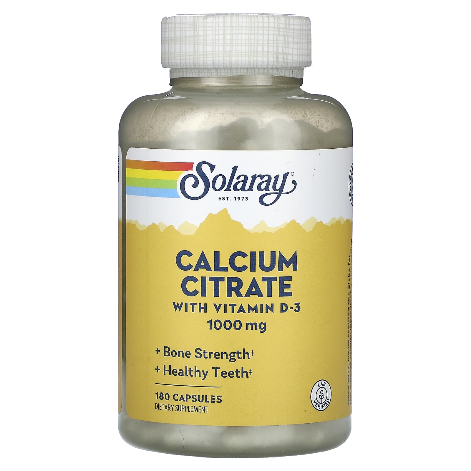 Solaray, Calcium Citrate with Vitamin D-3, 1,000 mg, 180 Capsules (250 mg per Capsule)