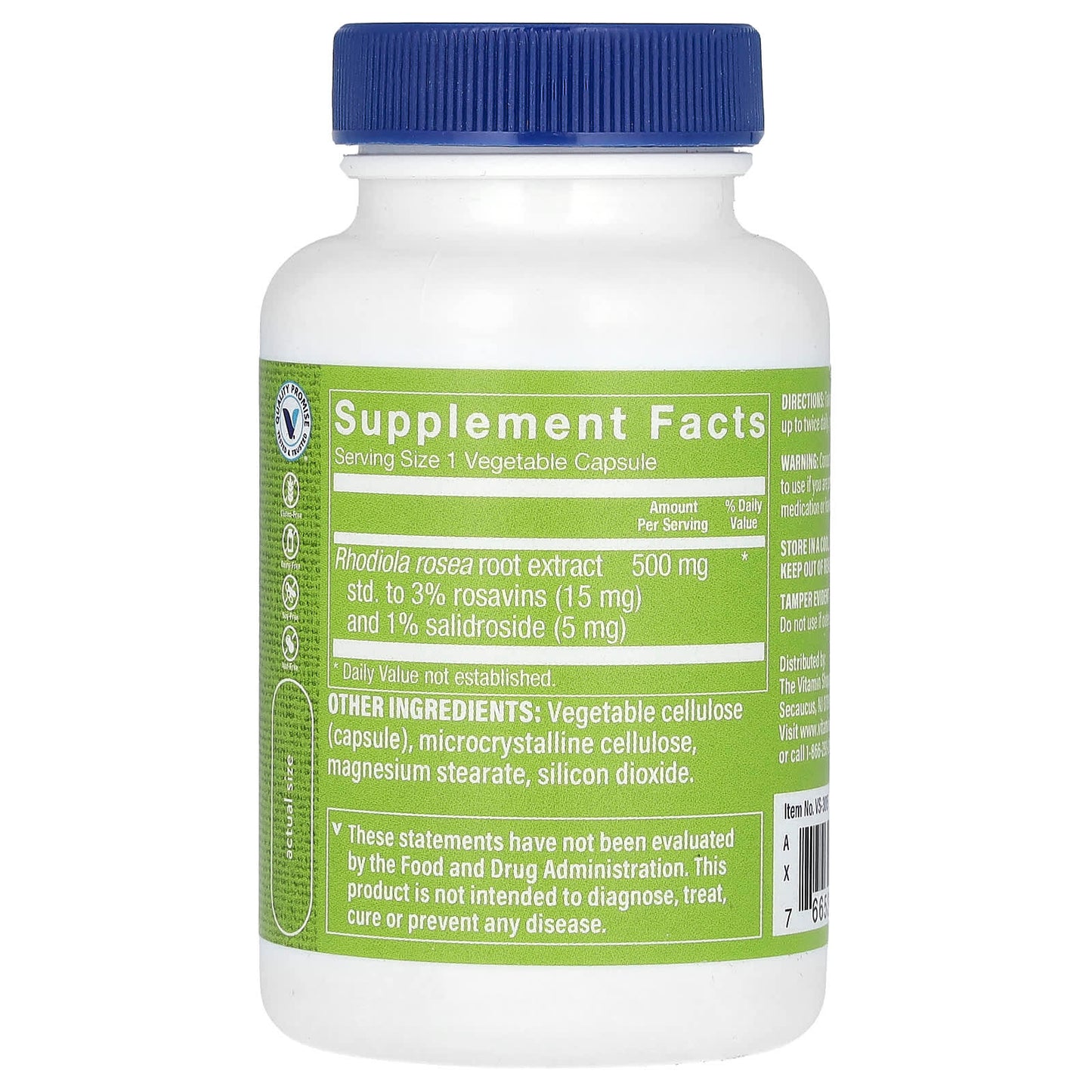 The Vitamin Shoppe, Rhodiola Rosea, 500 mg, 60 Vegetable Capsules - Image 2