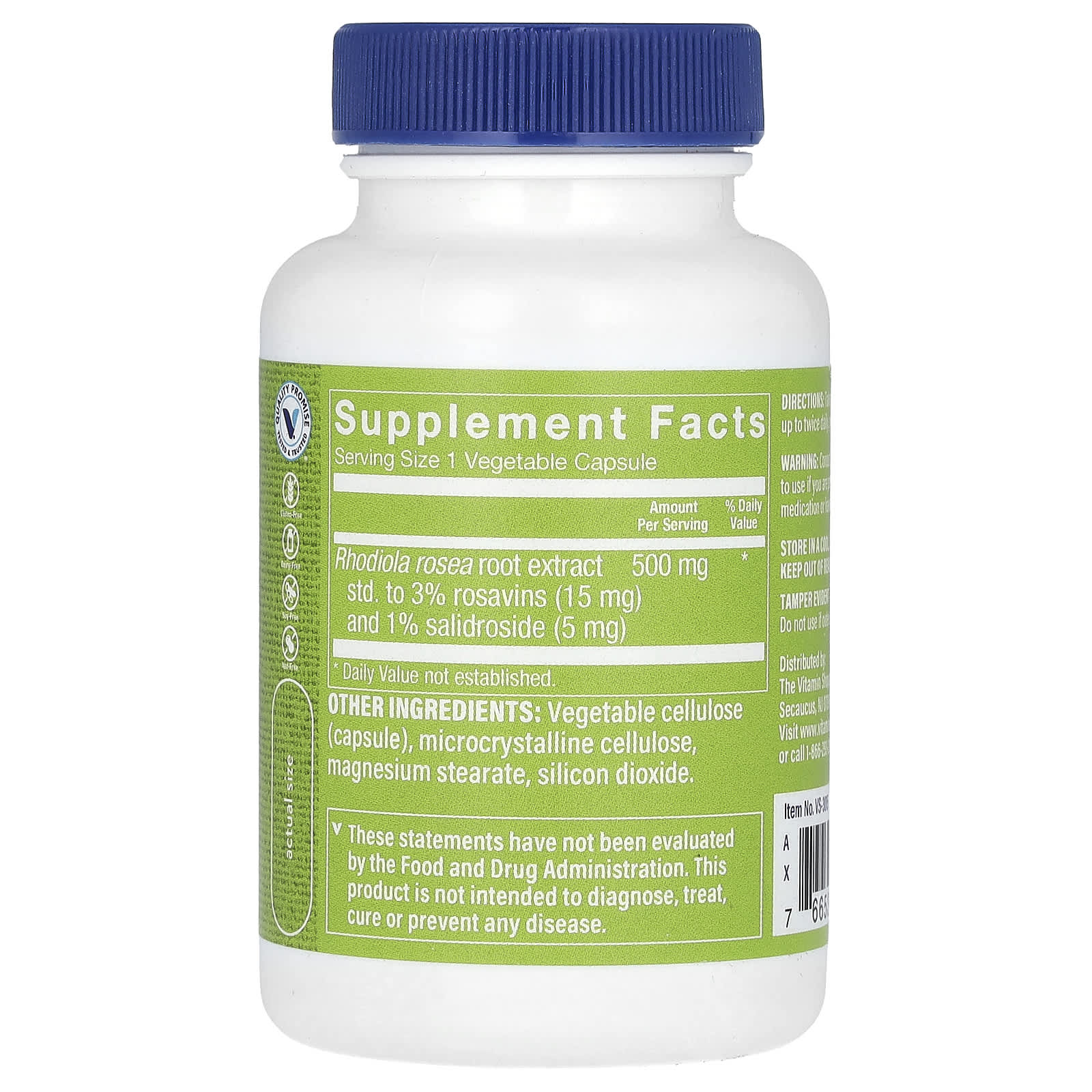 The Vitamin Shoppe, Rhodiola Rosea, 500 mg, 60 Vegetable Capsules - Image 2
