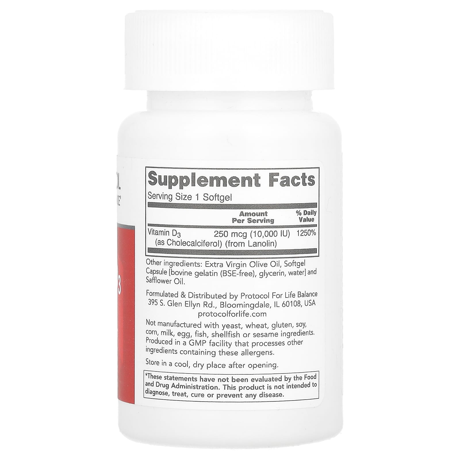 Protocol for Life Balance, Vitamin D3, High Potency, 10,000 IU, 30 Softgels - Image 2