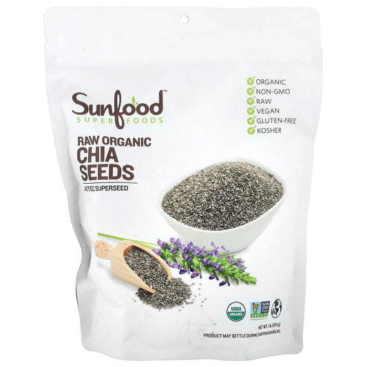 Sunfood, Raw Organic Chia Seeds, 1 lb (454 g) - Image 1