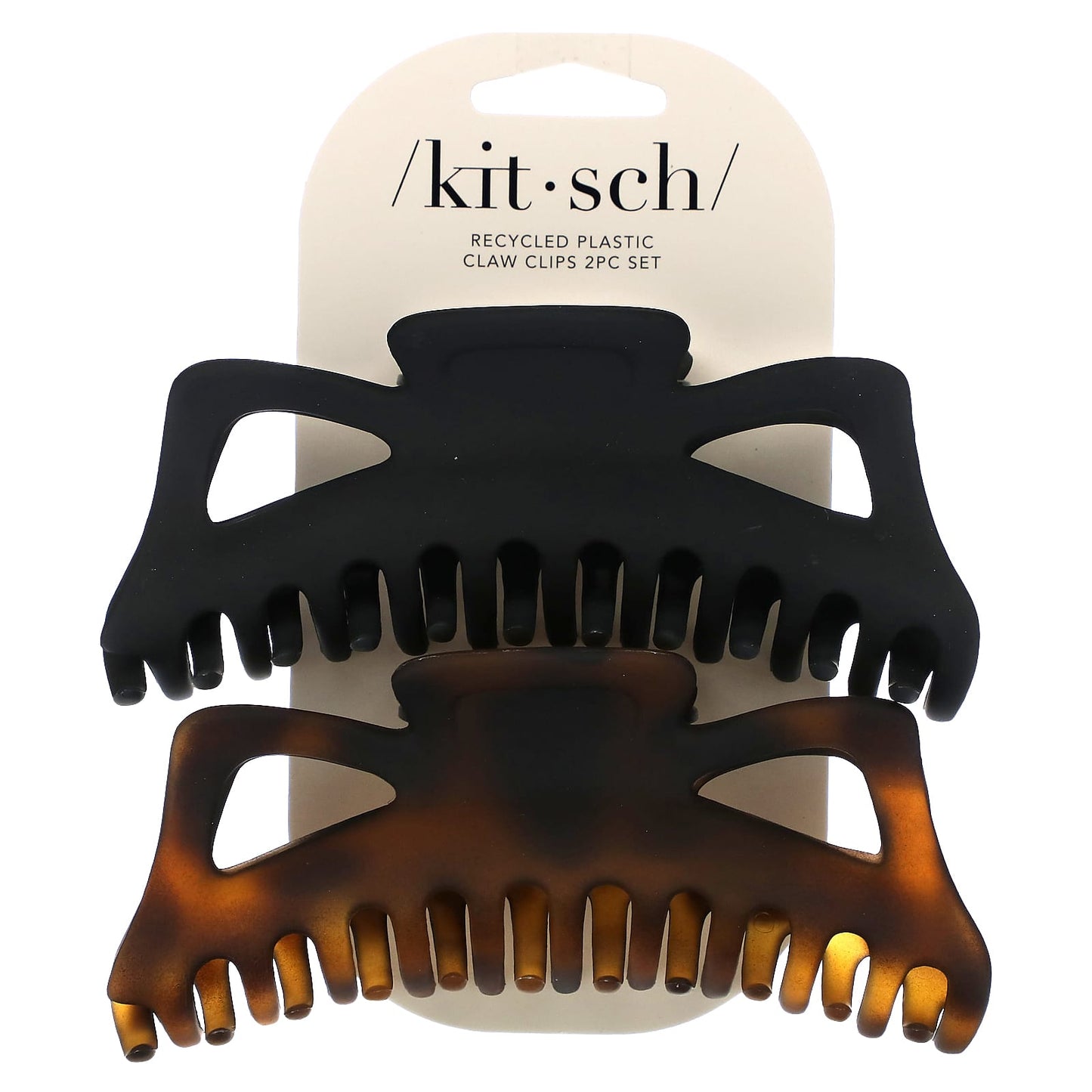 Kitsch, Jumbo Classic Claw Clips, Black & Tort, 2pc Set - Image 1