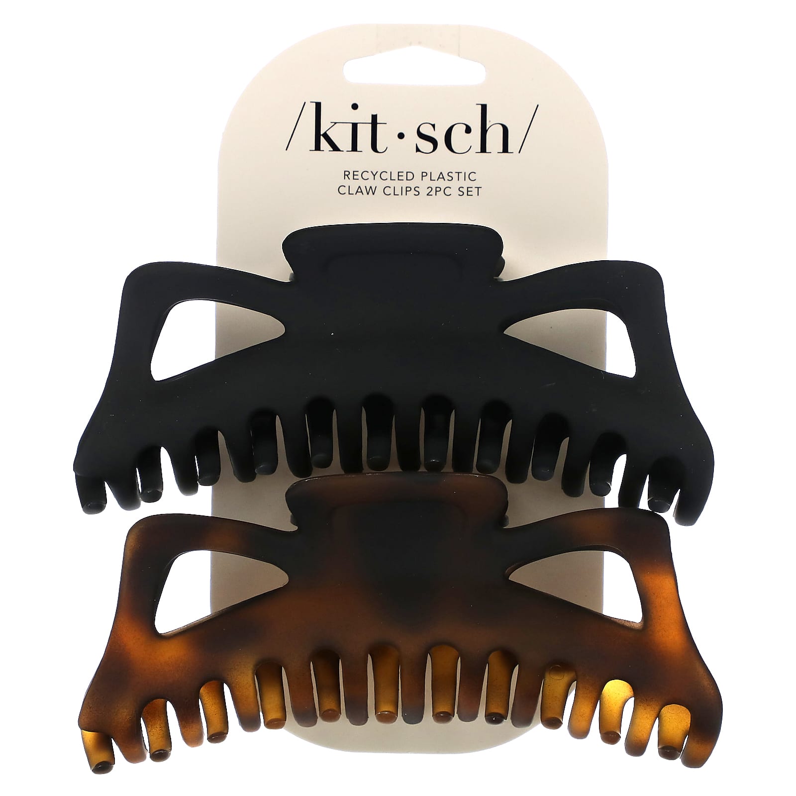 Kitsch, Jumbo Classic Claw Clips, Black & Tort, 2pc Set - Image 1