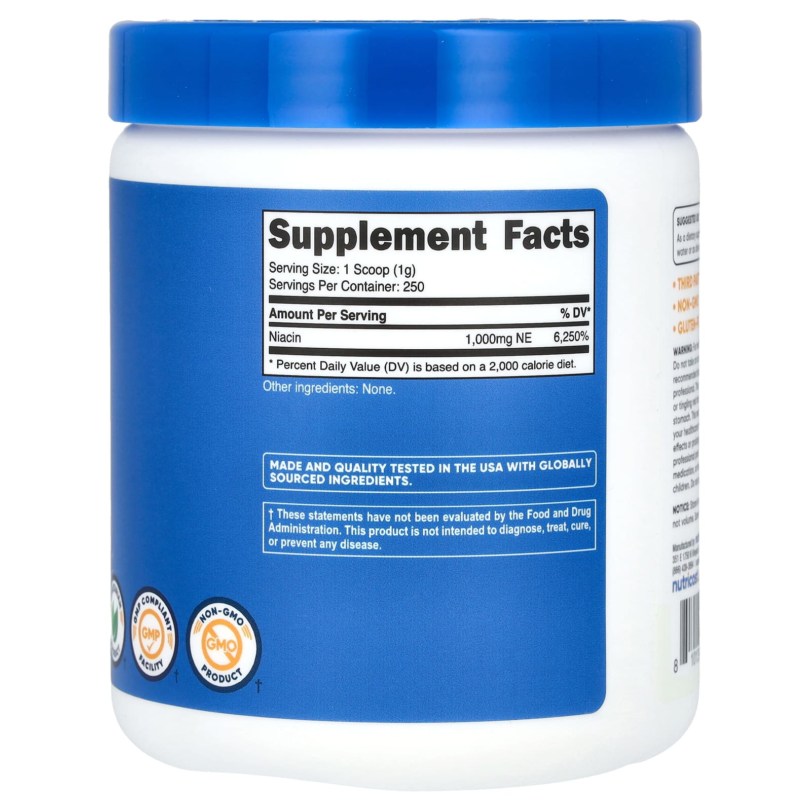 Nutricost, Niacin, Unflavored, 8.9 oz (250 g) - Image 2