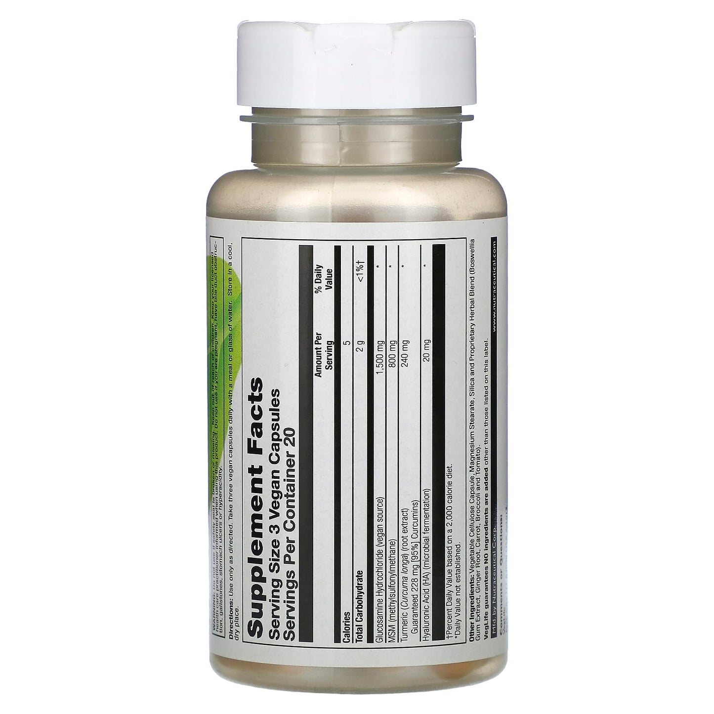 VegLife, Vegan Glucosamine Supreme, 60 Vegan Capsules - Image 2