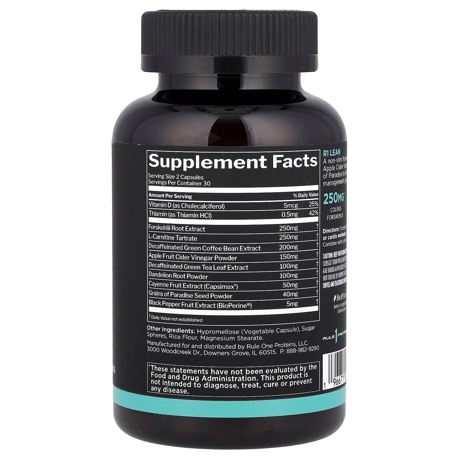 Rule One Proteins, Lean™, Non-Stim Weight Management, 60 Capsules - Image 2