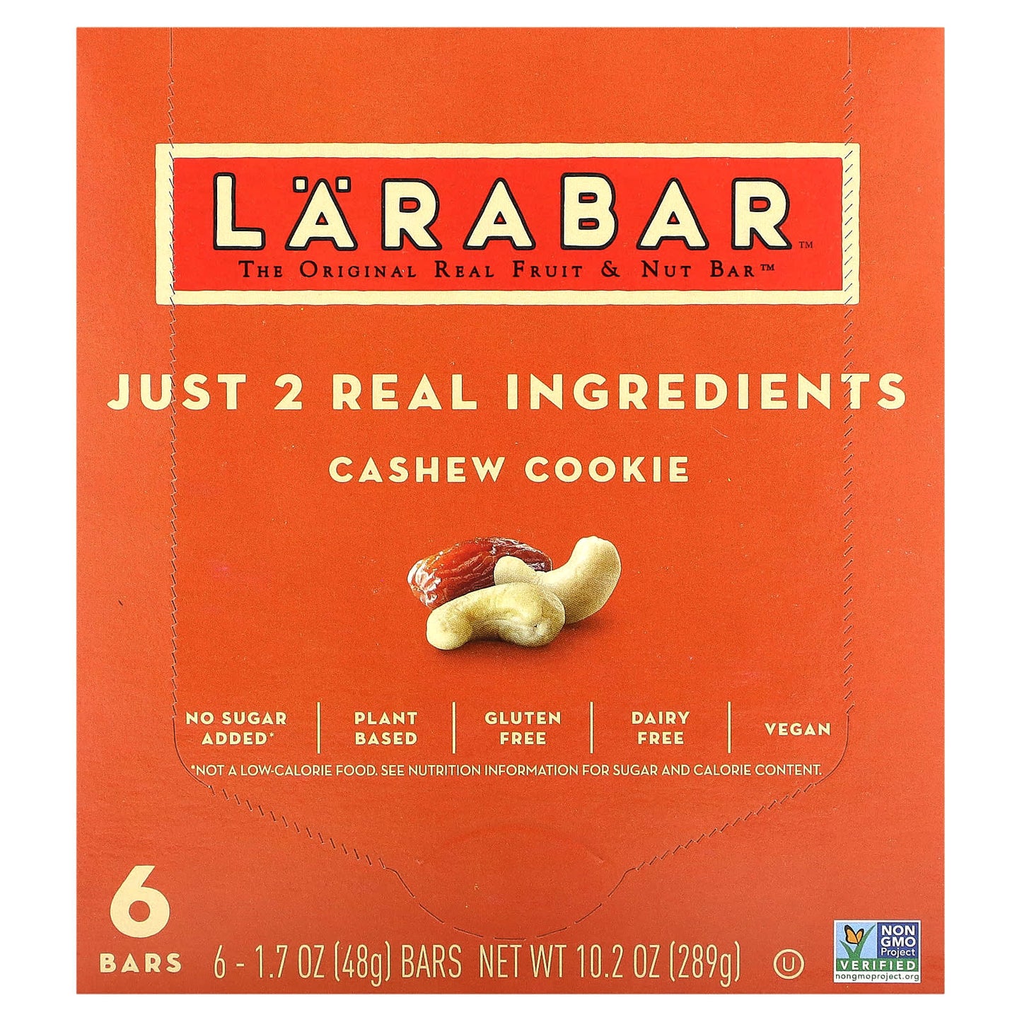 Larabar, The Original Real Fruit & Nut Bar, Cashew Cookie, 6 Bars, 1.7 oz (48 g) Each - Image 1