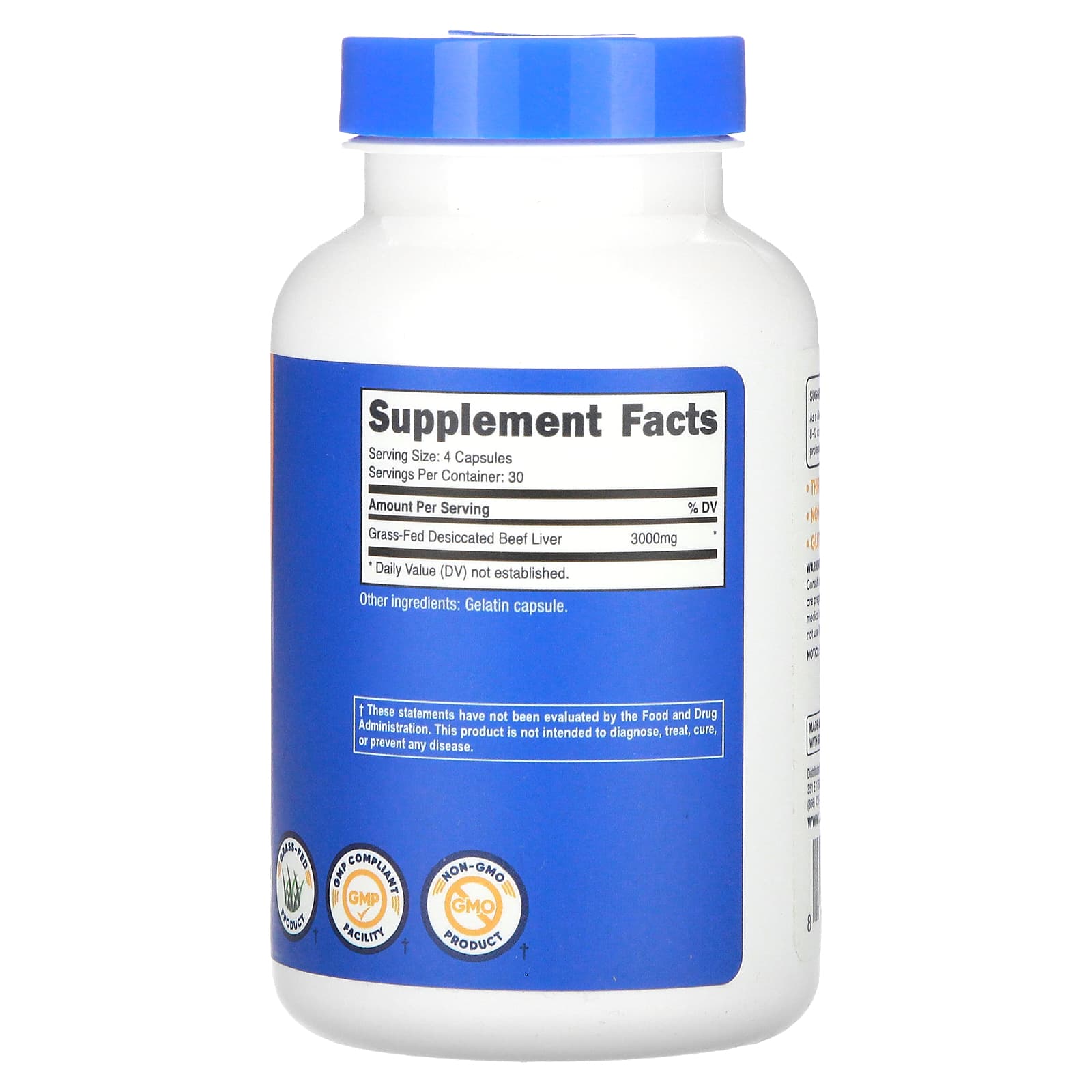 Nutricost, Grass-Fed Desiccated Beef Liver, 120 Capsules (750 mg per Capsule) - Image 2