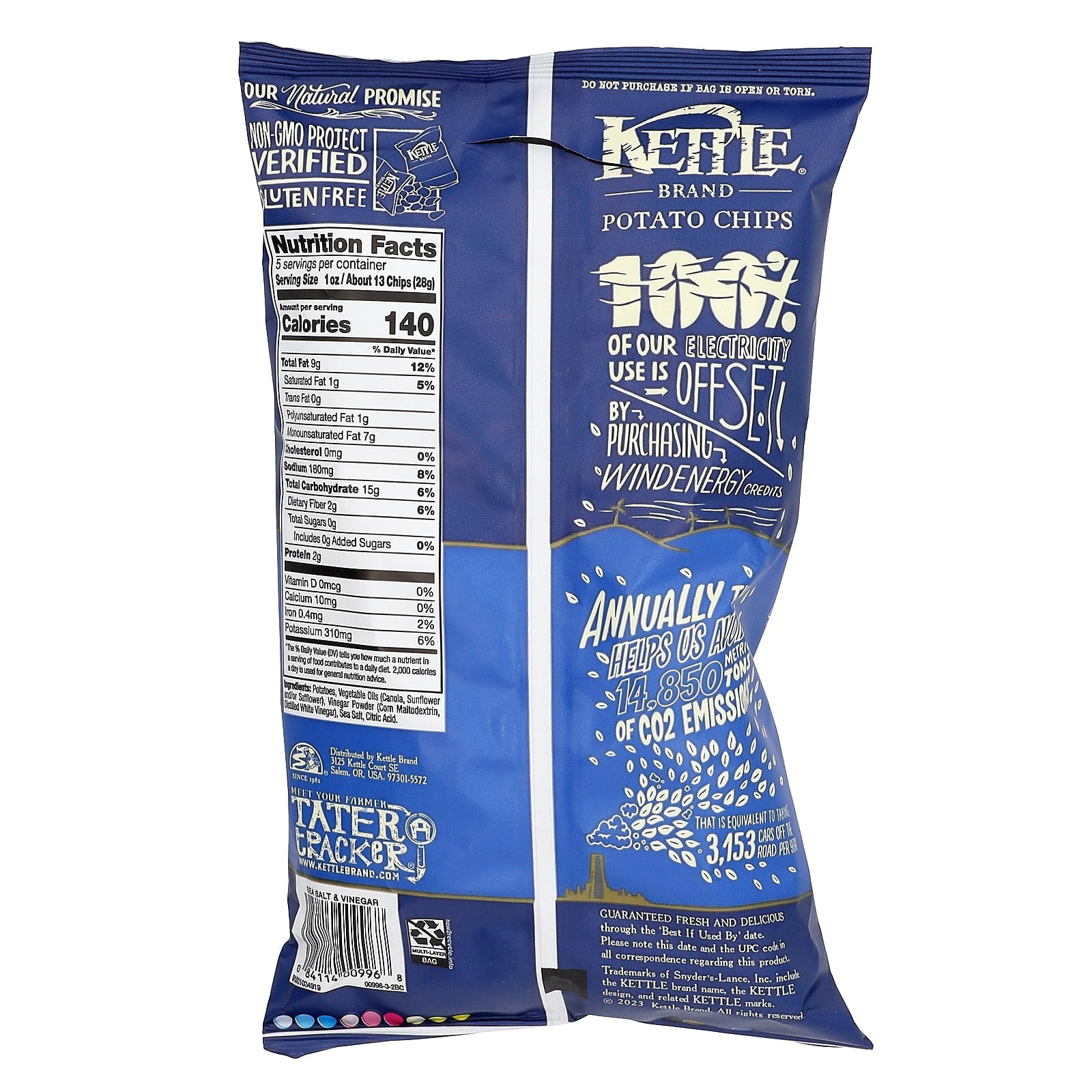 Kettle Foods, Potato Chips, Sea Salt & Vinegar, 5 oz (141 g) - Image 2