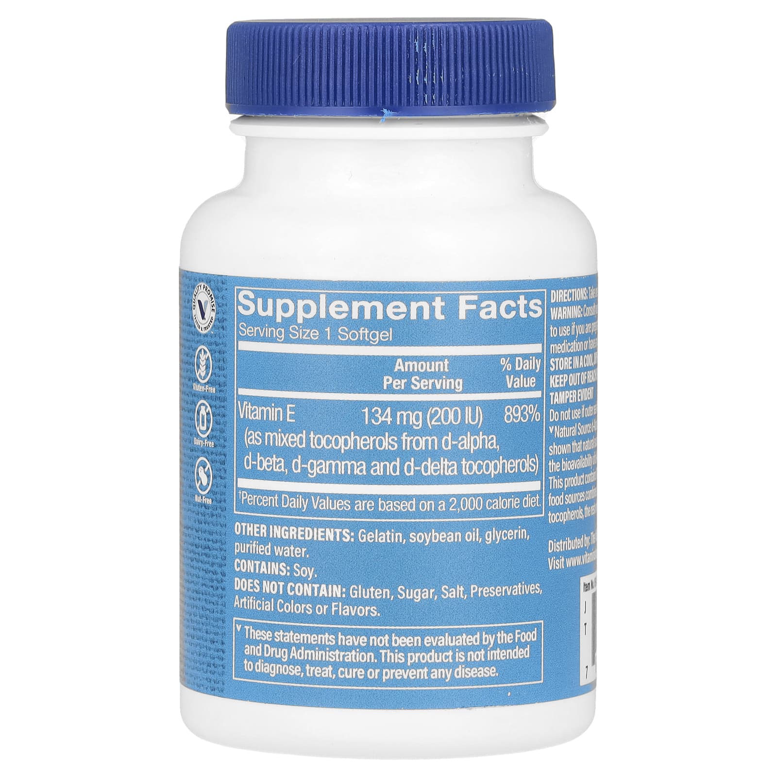 The Vitamin Shoppe, Vitamin E, 134 mg (200 IU), 100 Softgels - Image 2