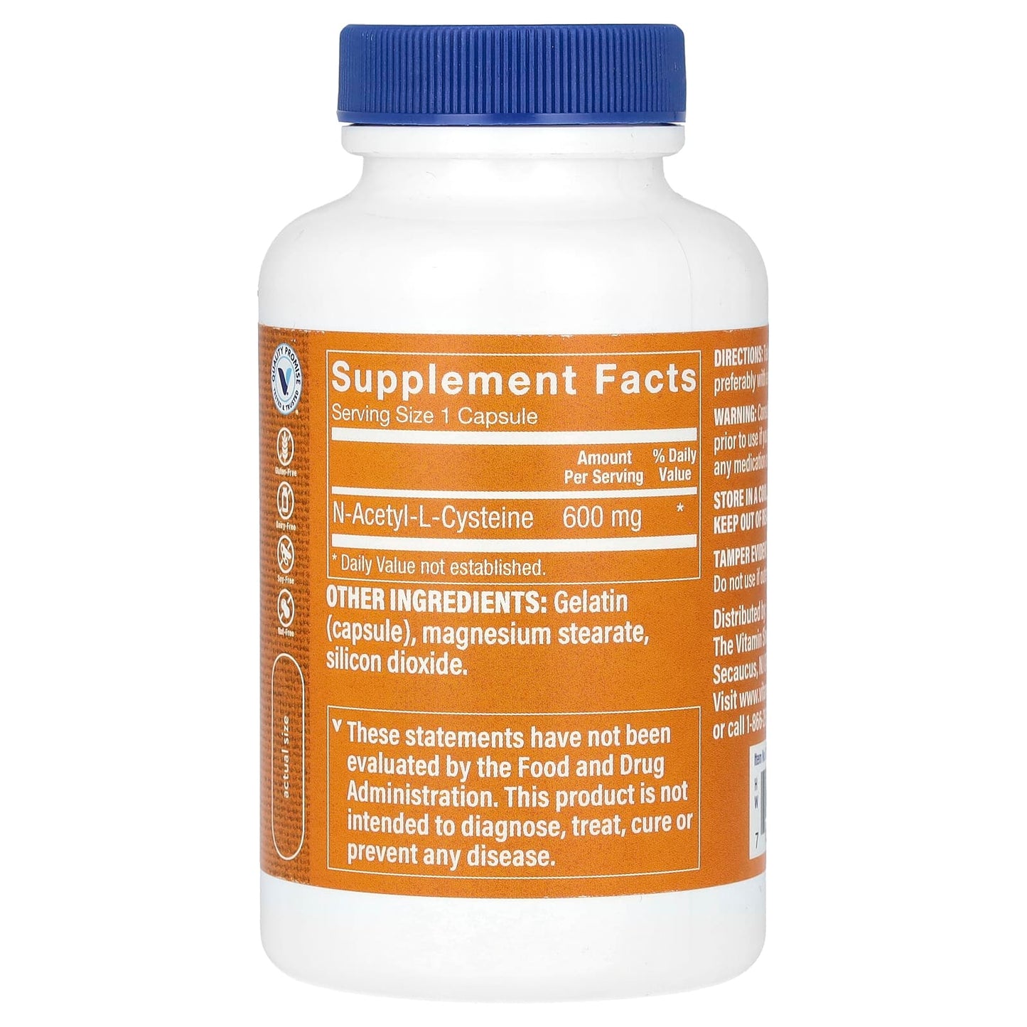 The Vitamin Shoppe, NAC, 600 mg, 100 Capsules - Image 2