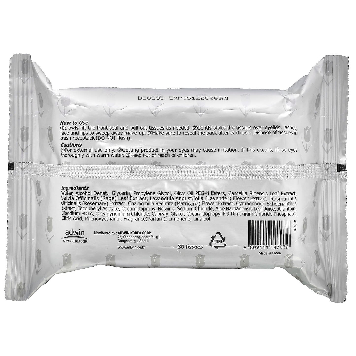 Purederm, Make-Up Cleansing Tissues, Aloe, 30 Tissues - Image 2