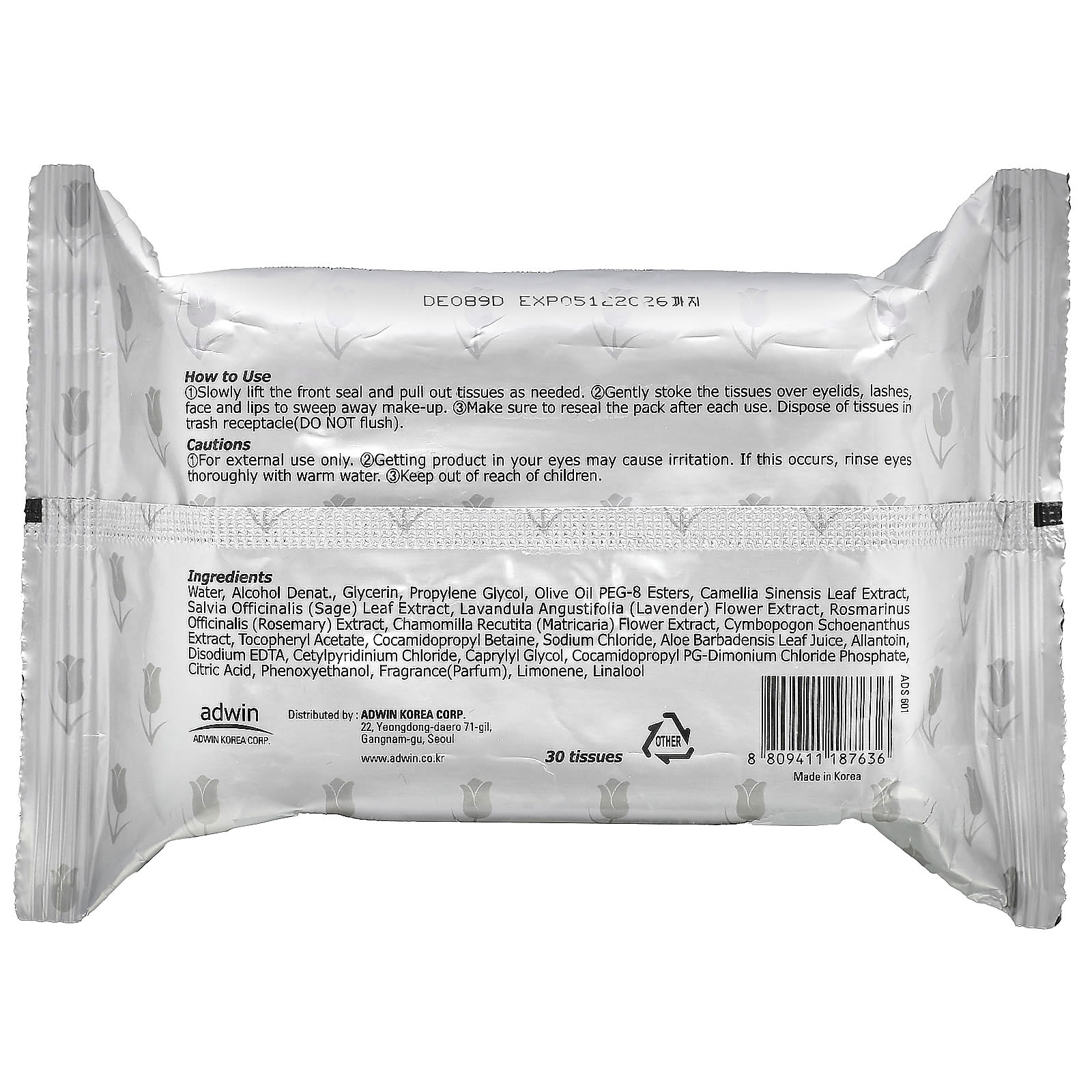 Purederm, Make-Up Cleansing Tissues, Aloe, 30 Tissues - Image 2