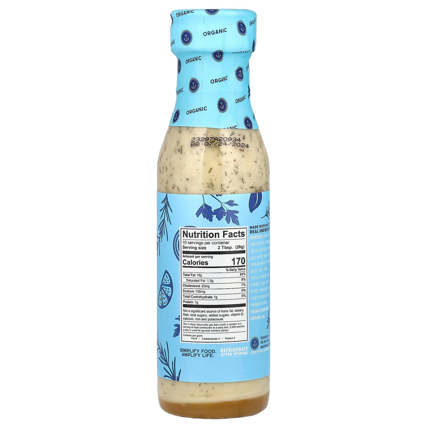 Tessemae's, Pantry, Organic Dressing & Dip, Classic Ranch, 10 fl oz (296 ml) - Image 2