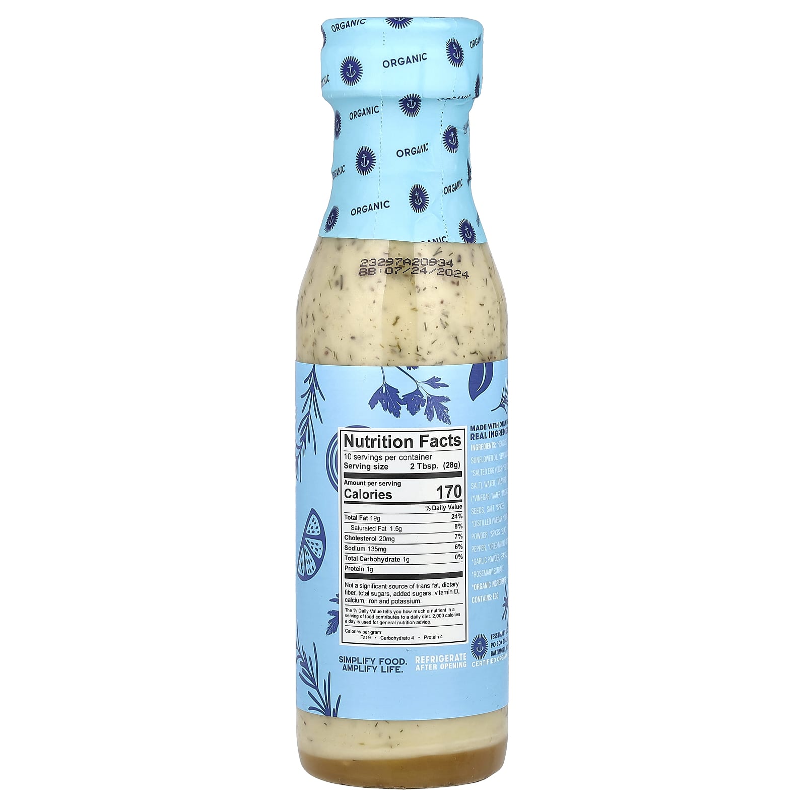 Tessemae's, Pantry, Organic Dressing & Dip, Classic Ranch, 10 fl oz (296 ml) - Image 2
