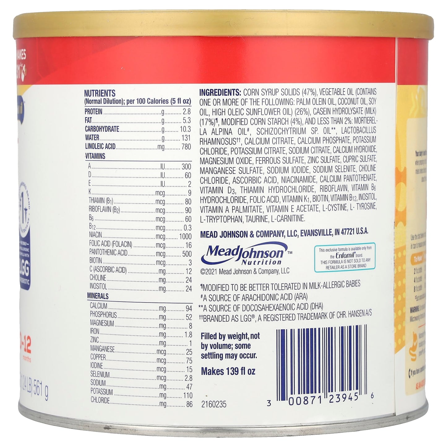 Enfamil Nutramigen with Probiotic LGG, Hypoallergenic Infant Formula, 0-12 Months, 19.8 oz - Image 2
