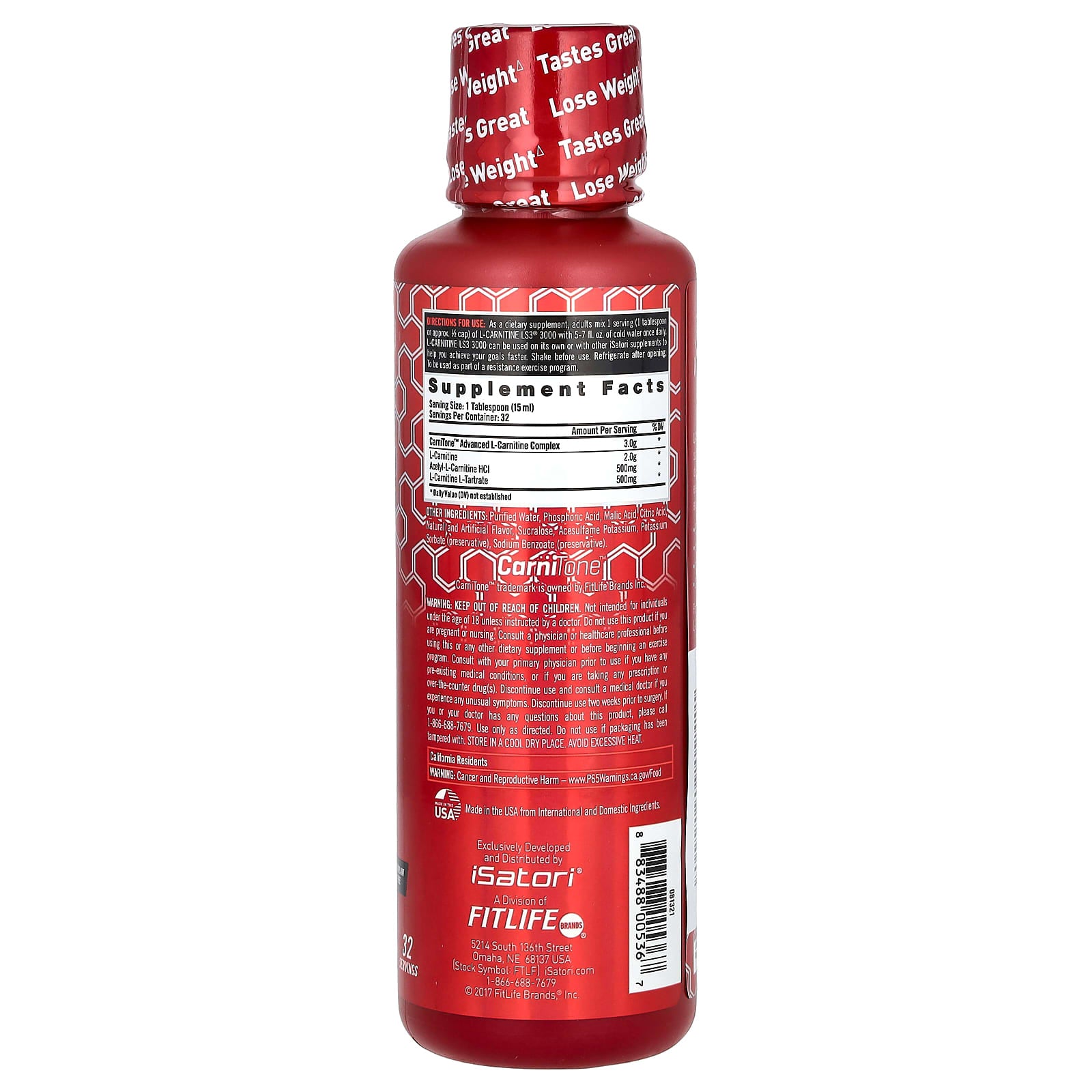Isatori L-Carnitine LS3 3000 - Stimulant Free Fat Loss Supplement - Image 2