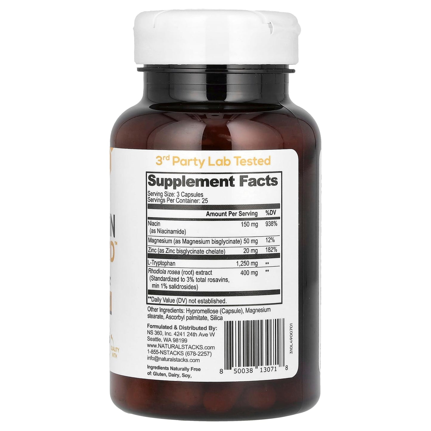 Natural Stacks, Serotonin Brain Food , 75 Vegan Capsules - Image 2