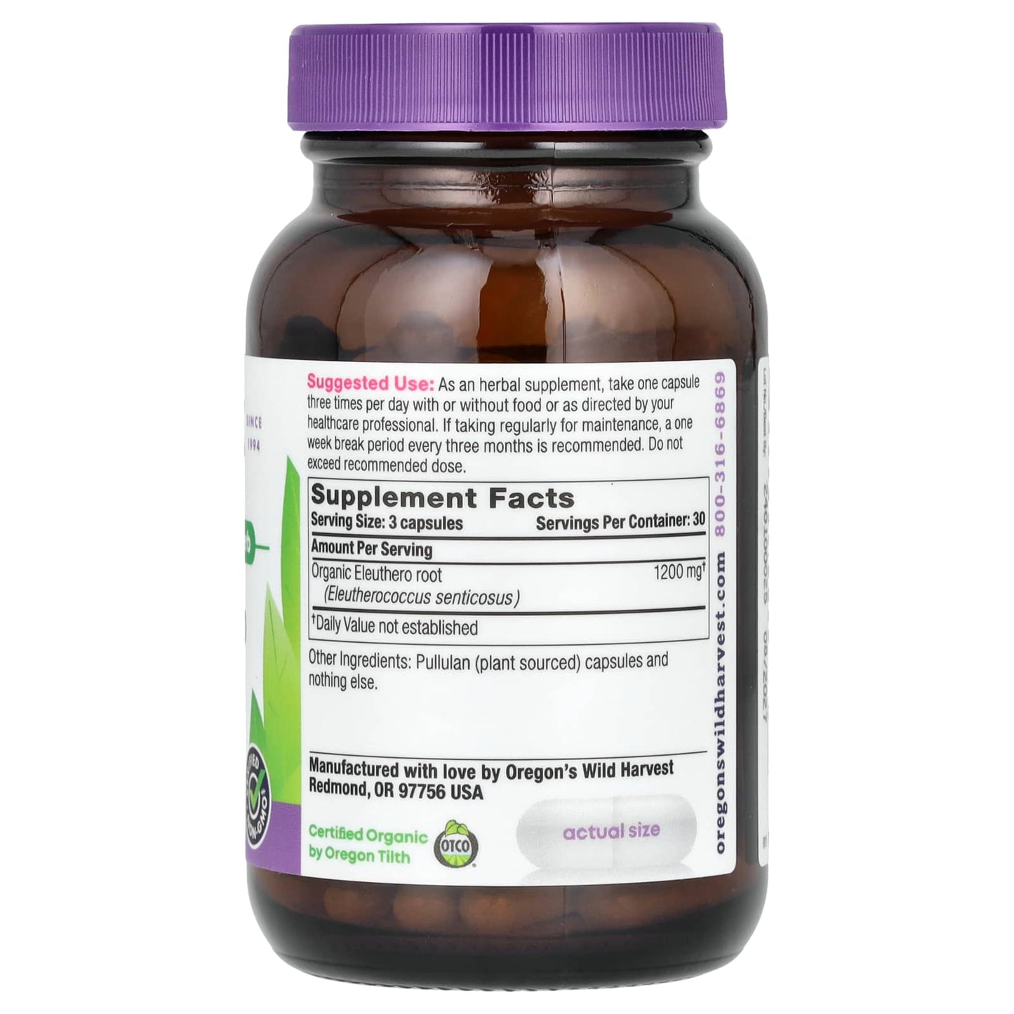 Oregon's Wild Harvest, Eleuthero, 90 Vegan Capsules (400 mg per Capsule) - Image 2