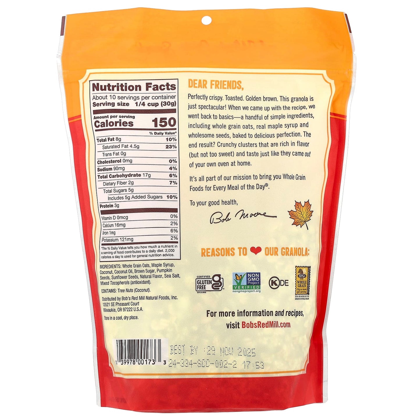 Maple Sea Salt Granola by Bob's Red Mill - 11 oz, Gluten-Free - Image 2