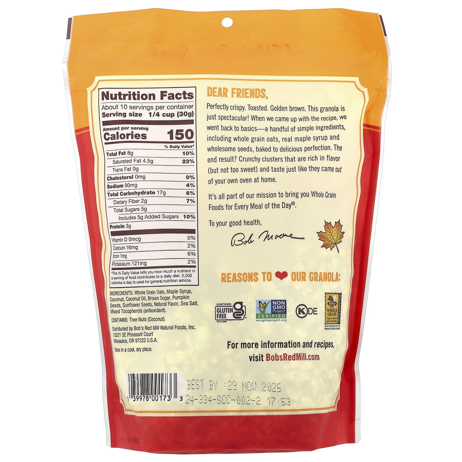 Maple Sea Salt Granola by Bob's Red Mill - 11 oz, Gluten-Free - Image 2