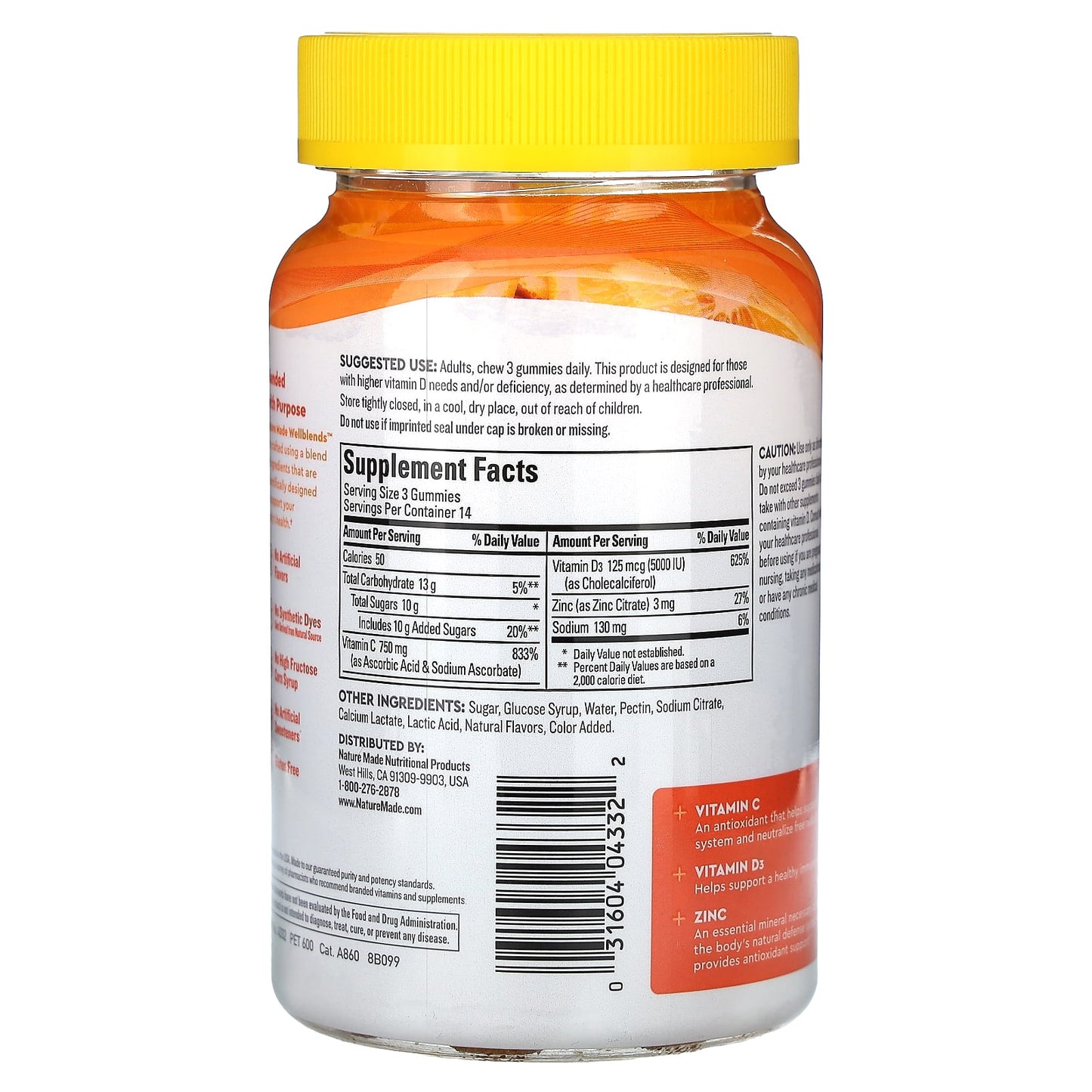 Nature Made, Wellblends, ImmuneMax Gummies, Tangerine, 42 Gummies - Image 2