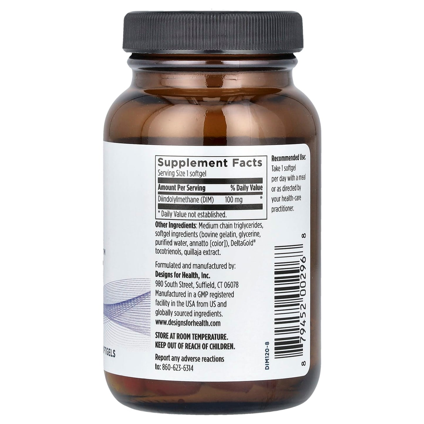 DIM-Evail by Designs for Health - 100 mg, 120 Softgels for Estrogen Balance - Image 2