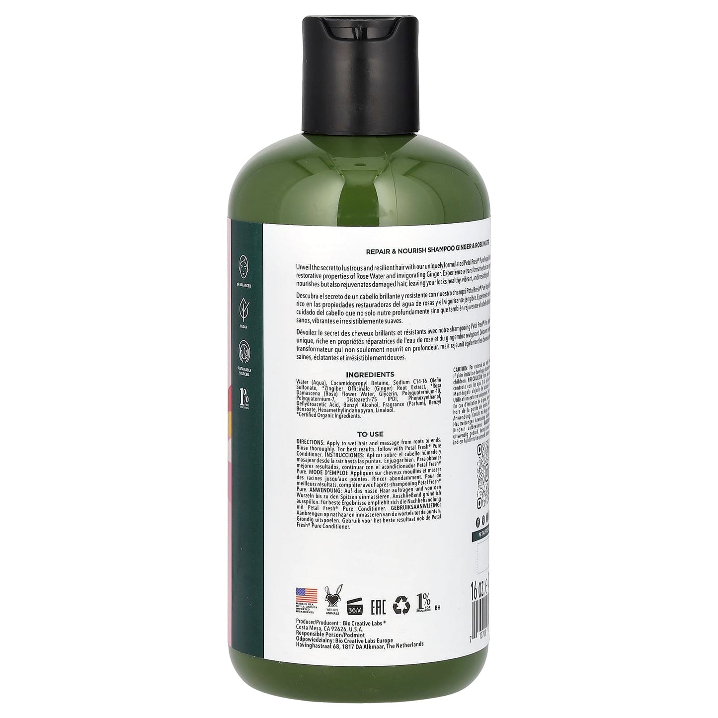 Petal Fresh, Pure, Repair & Nourish Shampoo, Ginger & Rose Water, 16 fl oz (475 ml) - Image 2