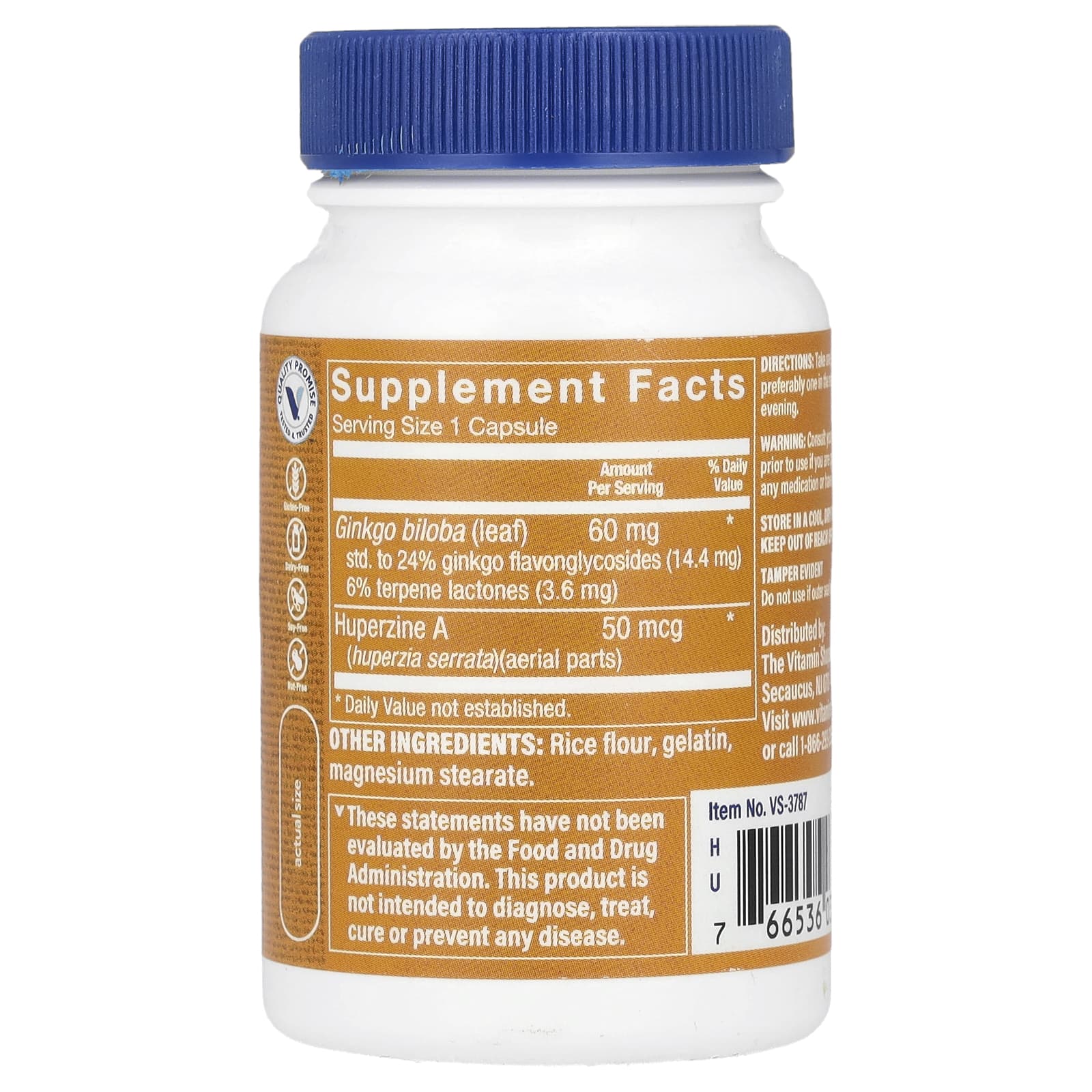 The Vitamin Shoppe, Huperzine A With Ginkgo Biloba, 60 Capsules - Image 2