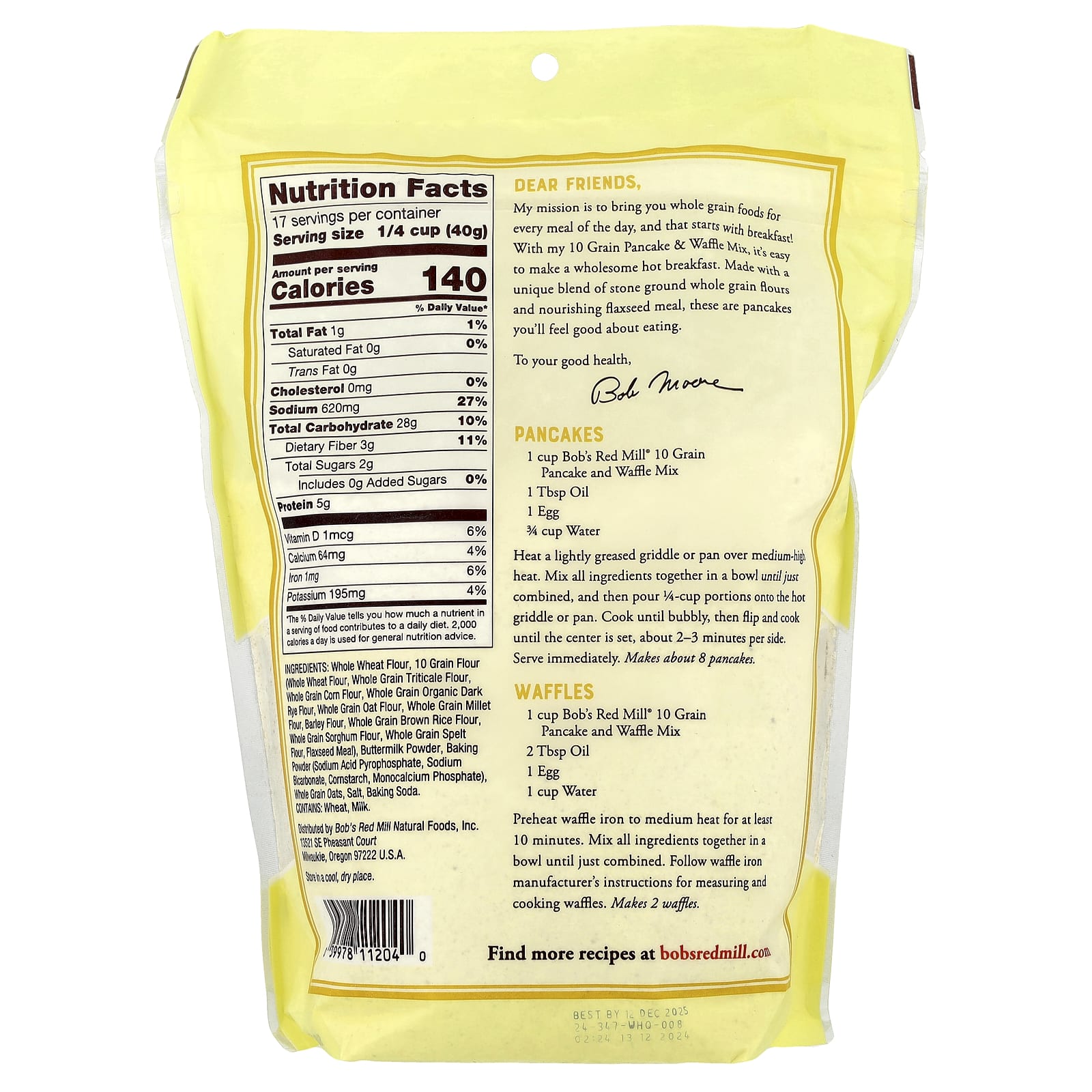 Bob's Red Mill 10 Grain Pancake & Waffle Mix, 24 oz - Whole Grain Breakfast - Image 2