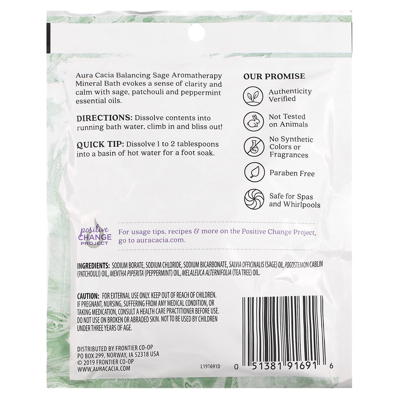 Aura Cacia Sage Aromatherapy Mineral Bath for Relaxation 2.5oz - Image 2