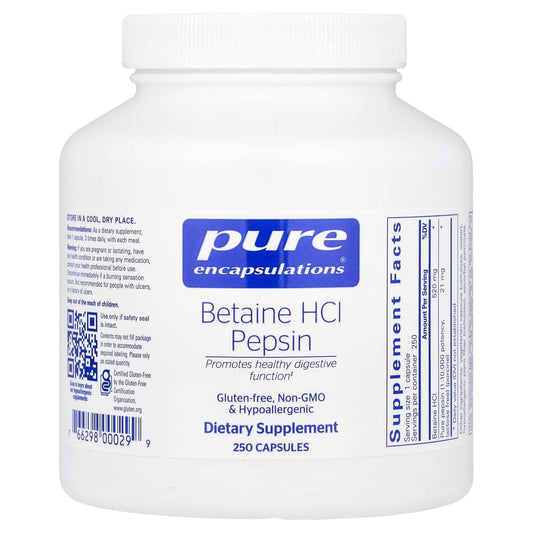 Pure Encapsulations, Betaine HCl Pepsin, 250 Capsules - Image 1