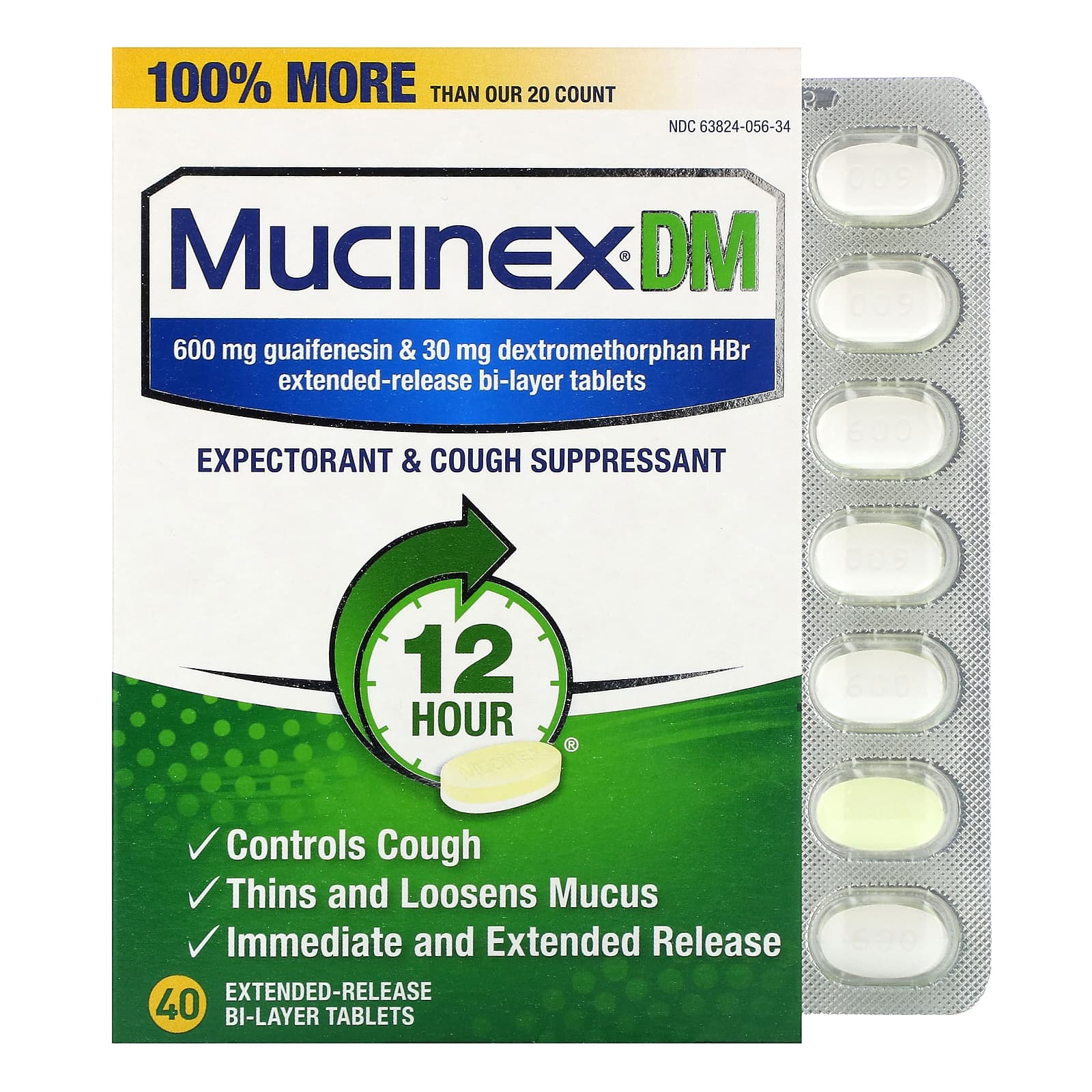 Mucinex DM, 40 Extended-Release Bi-Layer Tablets - Image 1