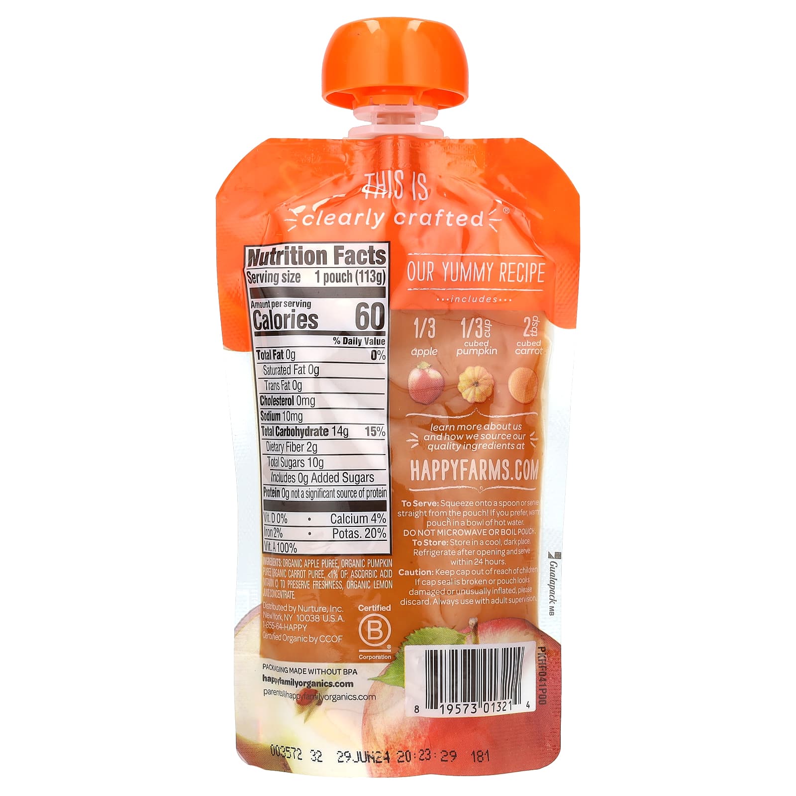 Organic Baby Food for 6+ Months - Happy Family Apples & Veggies - Image 2