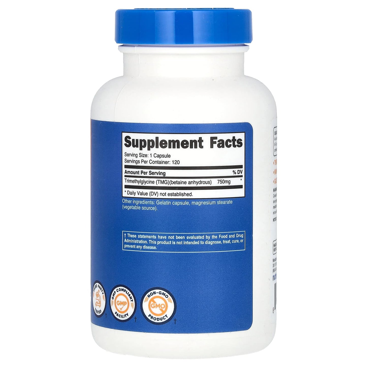 Nutricost, TMG, 750 mg, 120 Capsules - Image 2