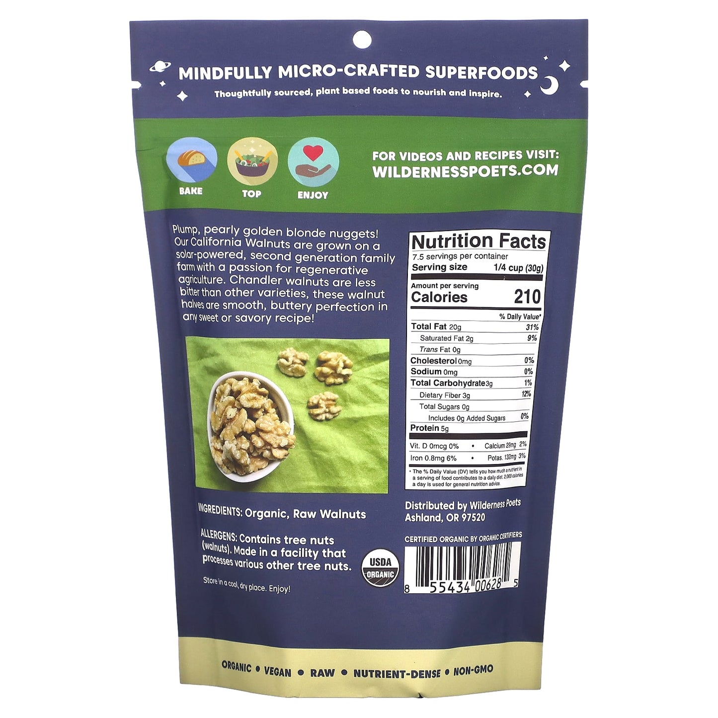 Wilderness Poets, Organic California Walnuts, 8 oz (226 g) - Image 2