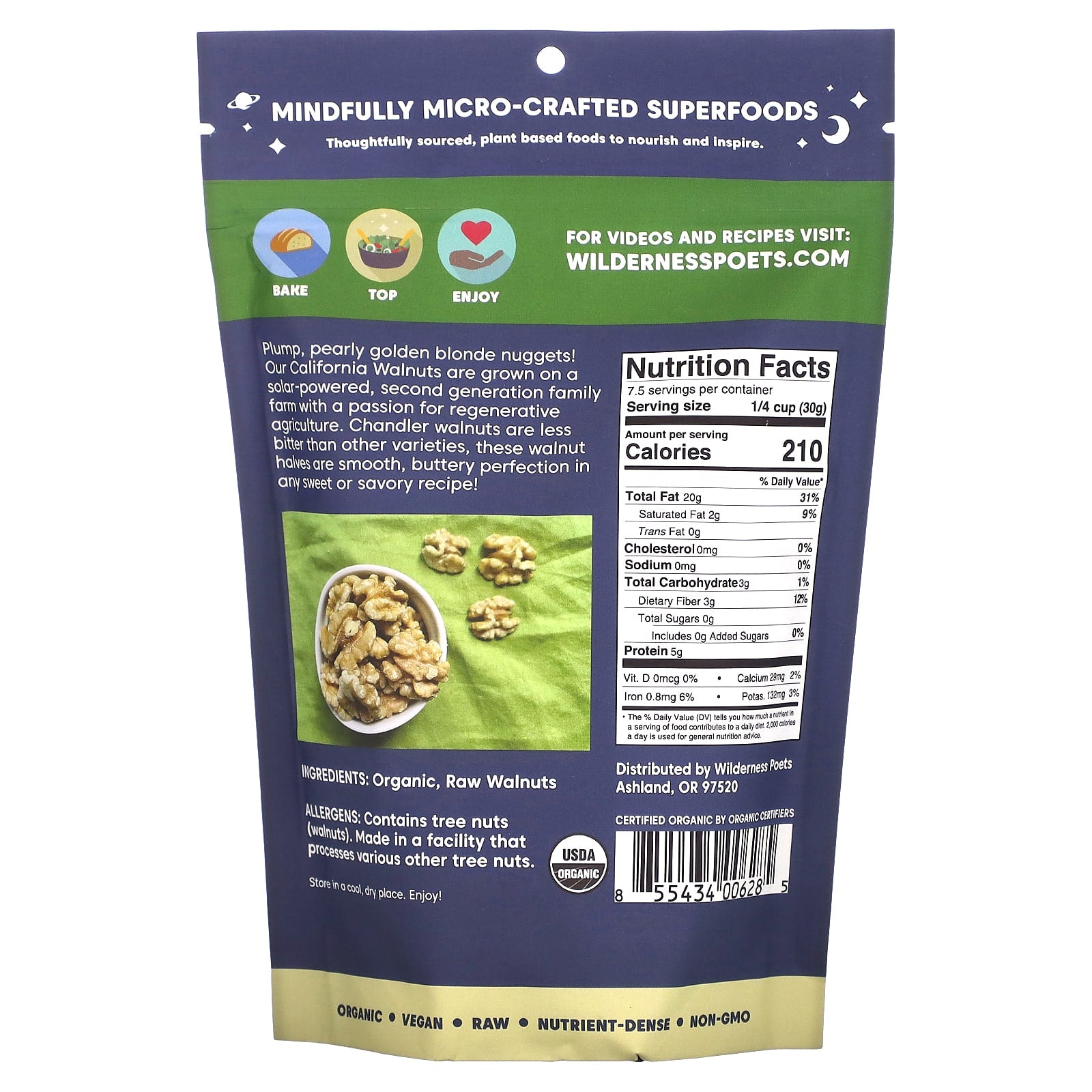 Wilderness Poets, Organic California Walnuts, 8 oz (226 g) - Image 2