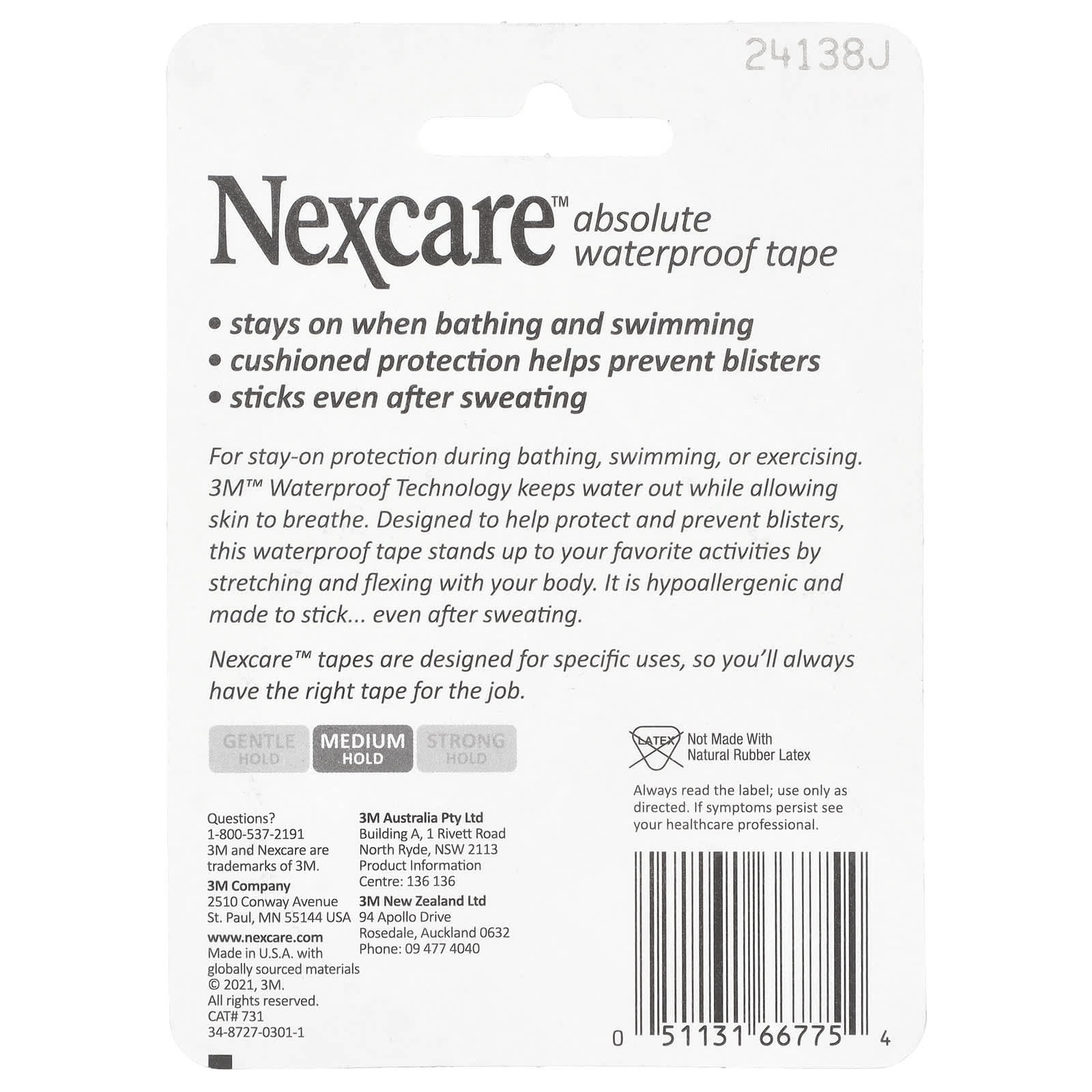 Nexcare, Absolute Waterproof Tape, Medium Hold, 180 in (5 yd) - Image 2