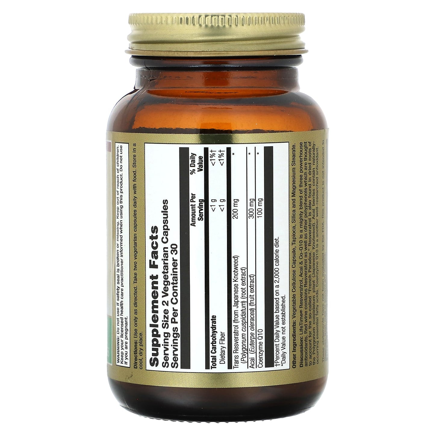 LifeTime Vitamins, Resveratrol Acai & Co-Q10, 60 Vegetarian Capsules - Image 2