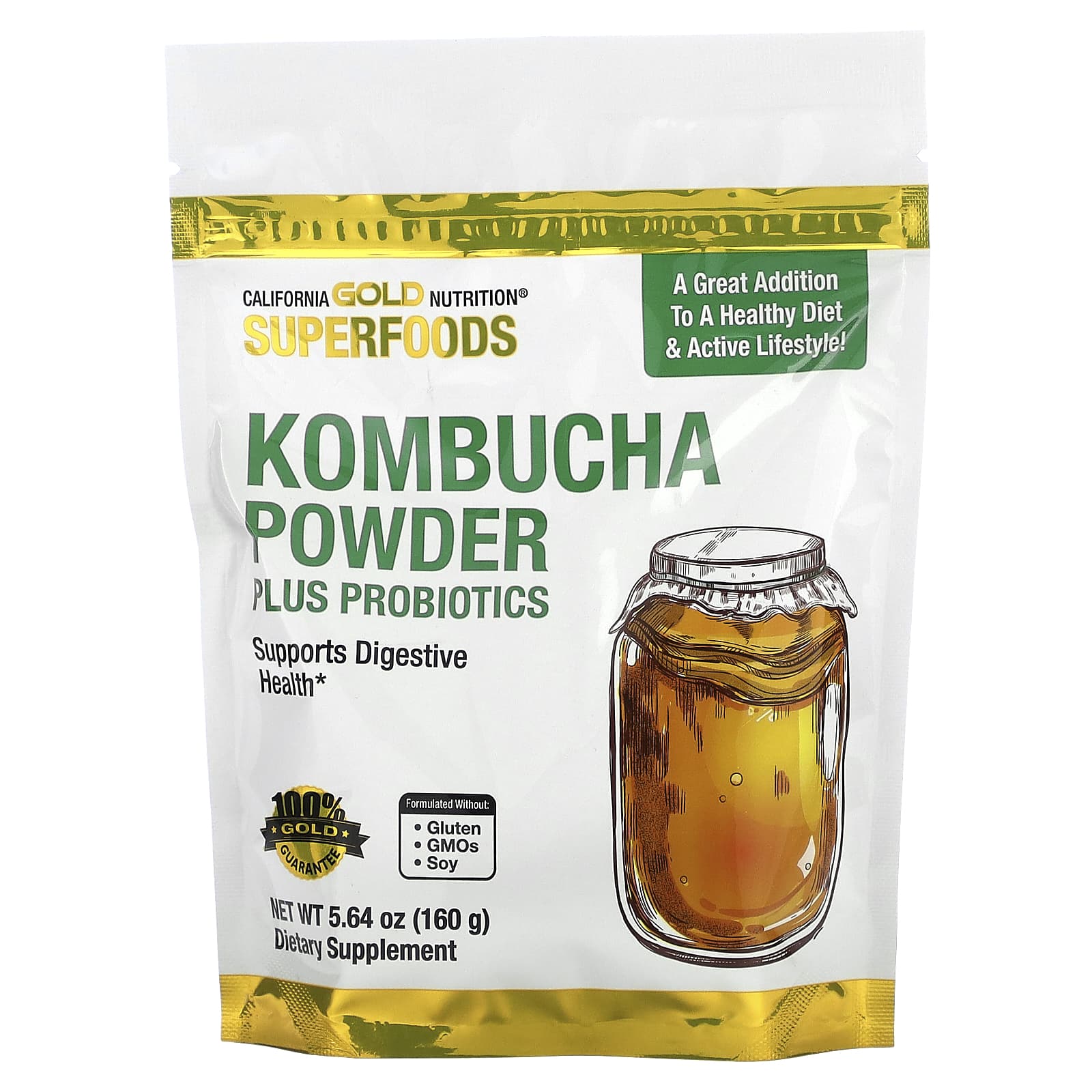 California Gold Nutrition Kombucha Powder with Probiotics & Superfoods - Image 1